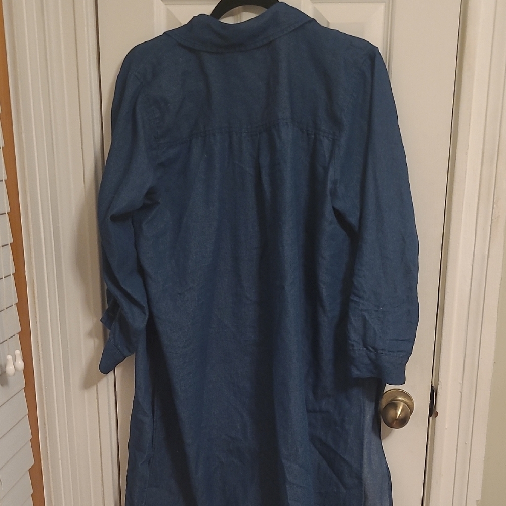 Elegant Blue Long Sleeve Denim Dress - Picture 3 of 5
